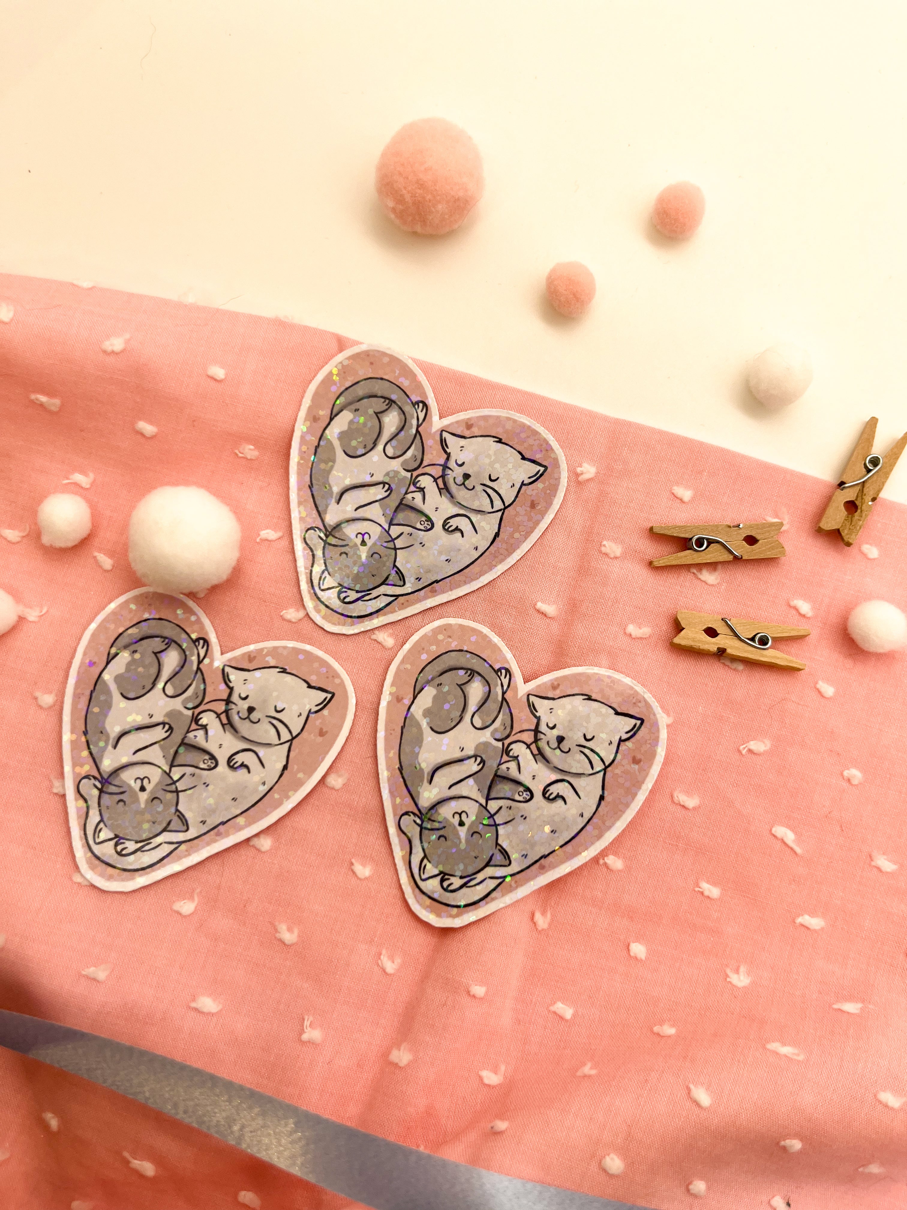 Glitzersticker Katzen "Herzchenkatzen"