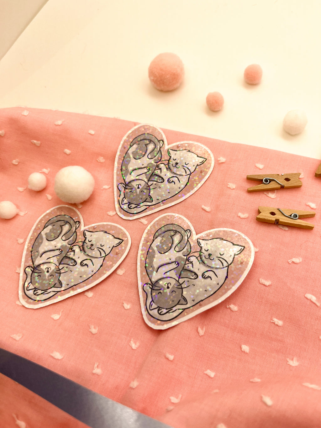 Glitzersticker Katzen "Herzchenkatzen"