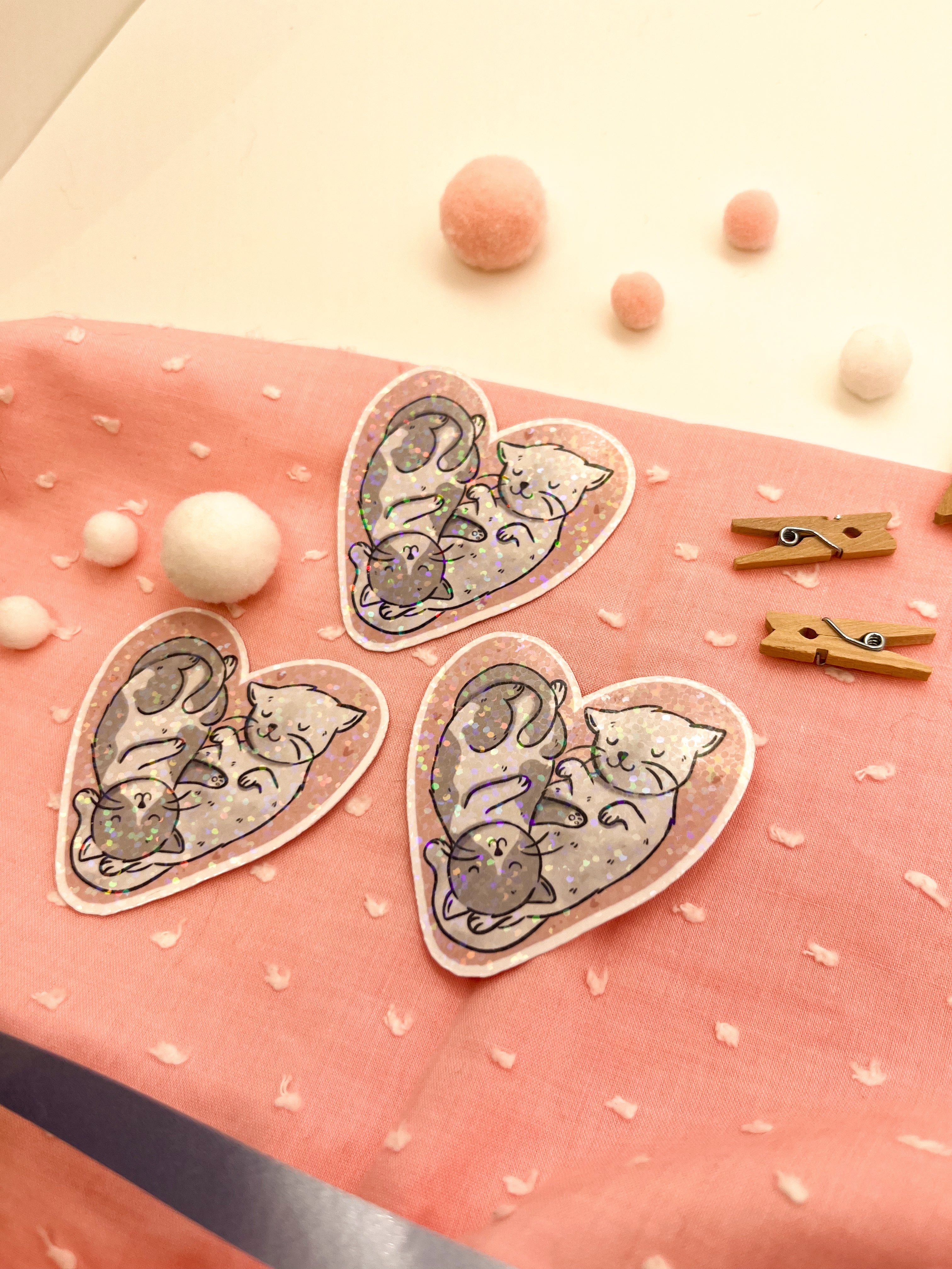 Glitzersticker Katzen "Herzchenkatzen"