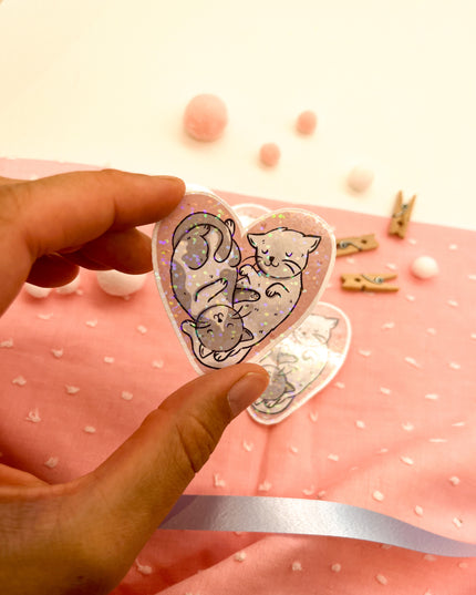 Glitzersticker Katzen "Herzchenkatzen"