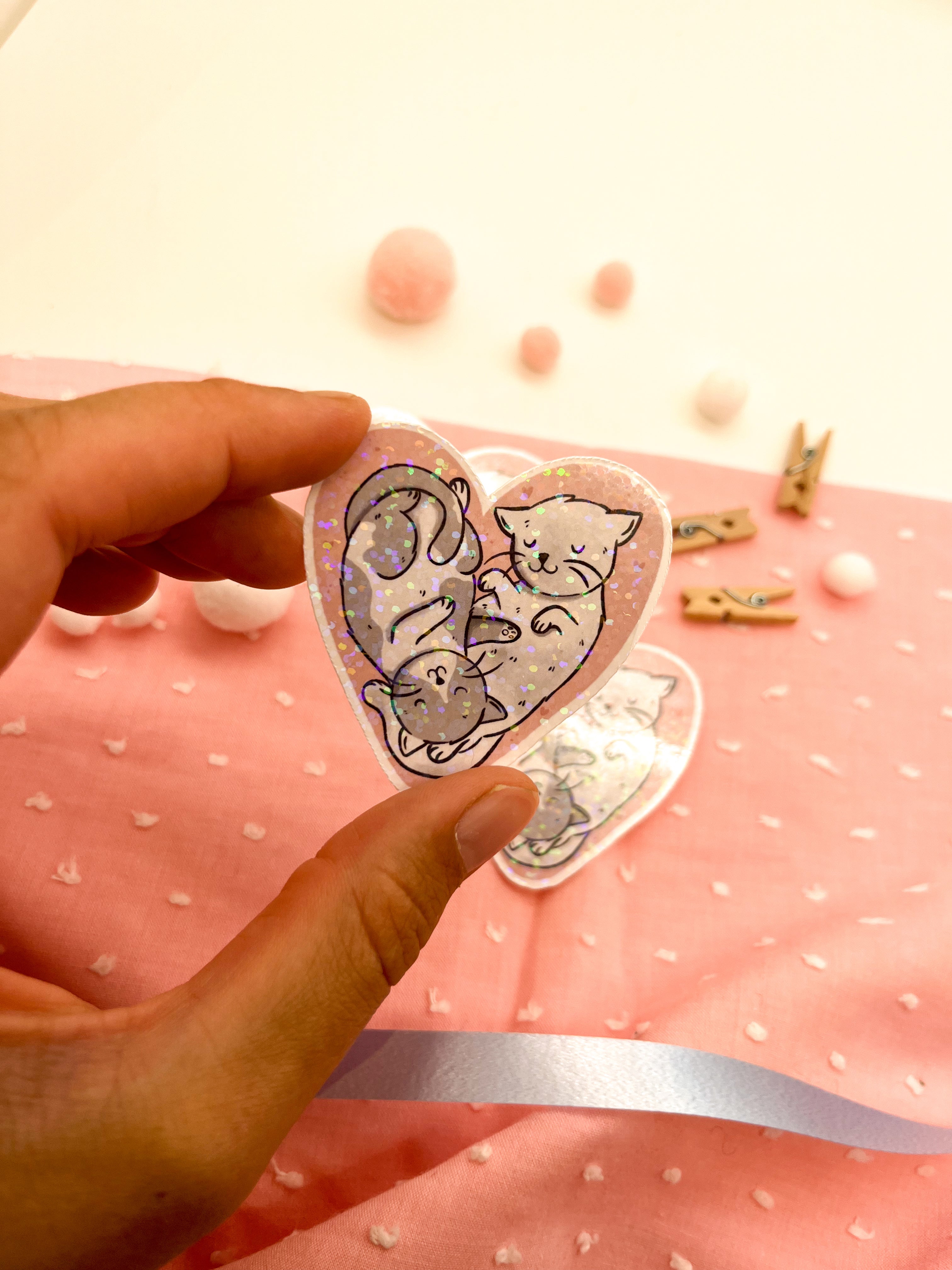 Glitzersticker Katzen "Herzchenkatzen"
