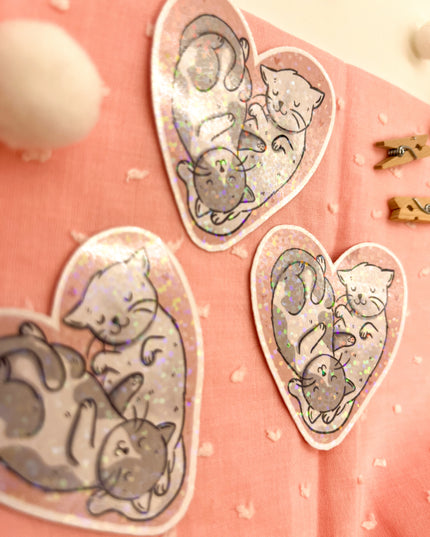 Glitzersticker Katzen "Herzchenkatzen"