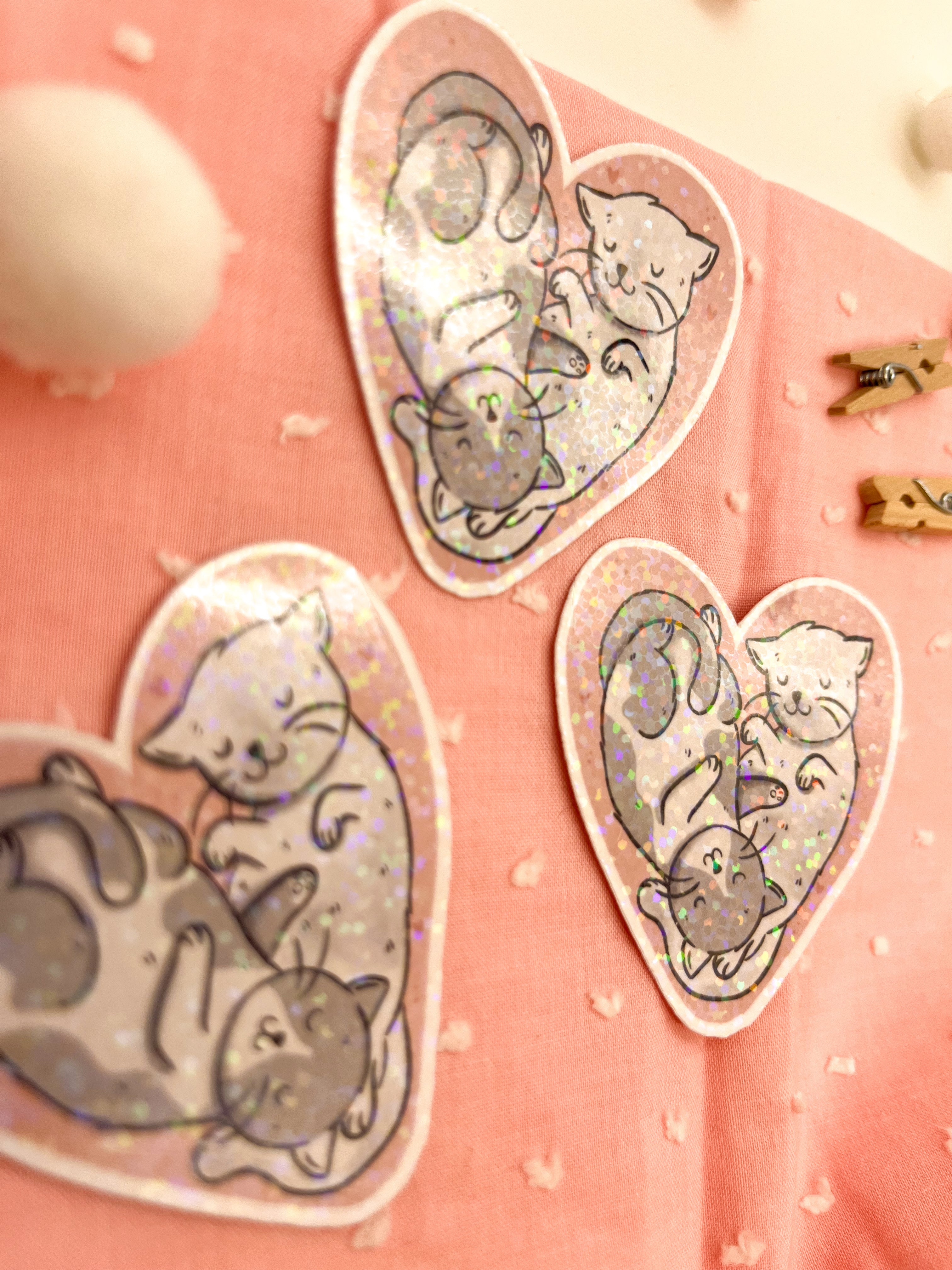 Glitzersticker Katzen "Herzchenkatzen"