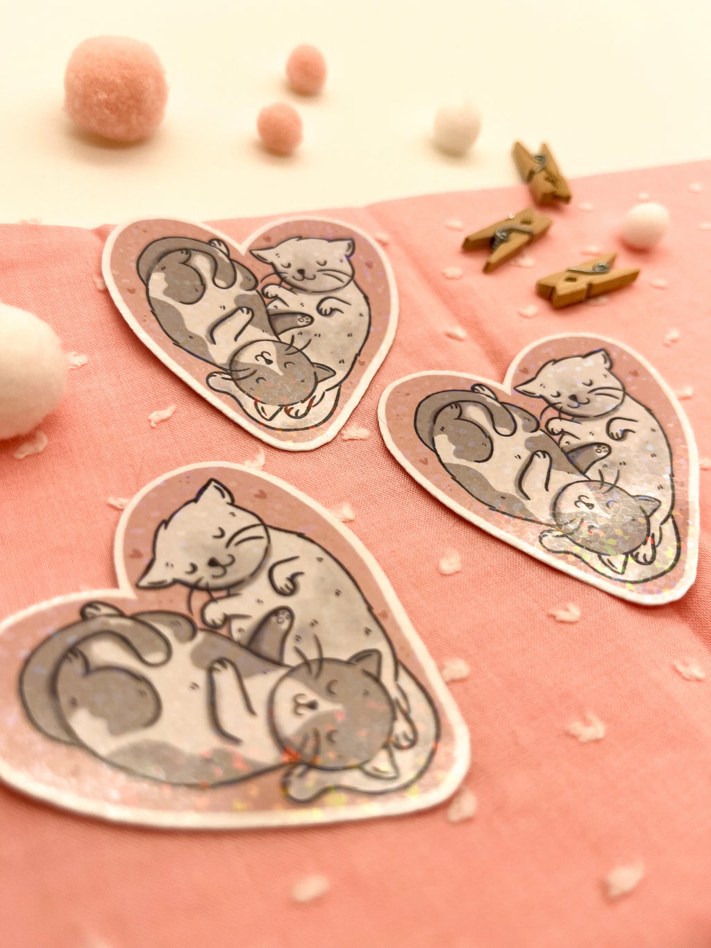 Glitzersticker Katzen "Herzchenkatzen"