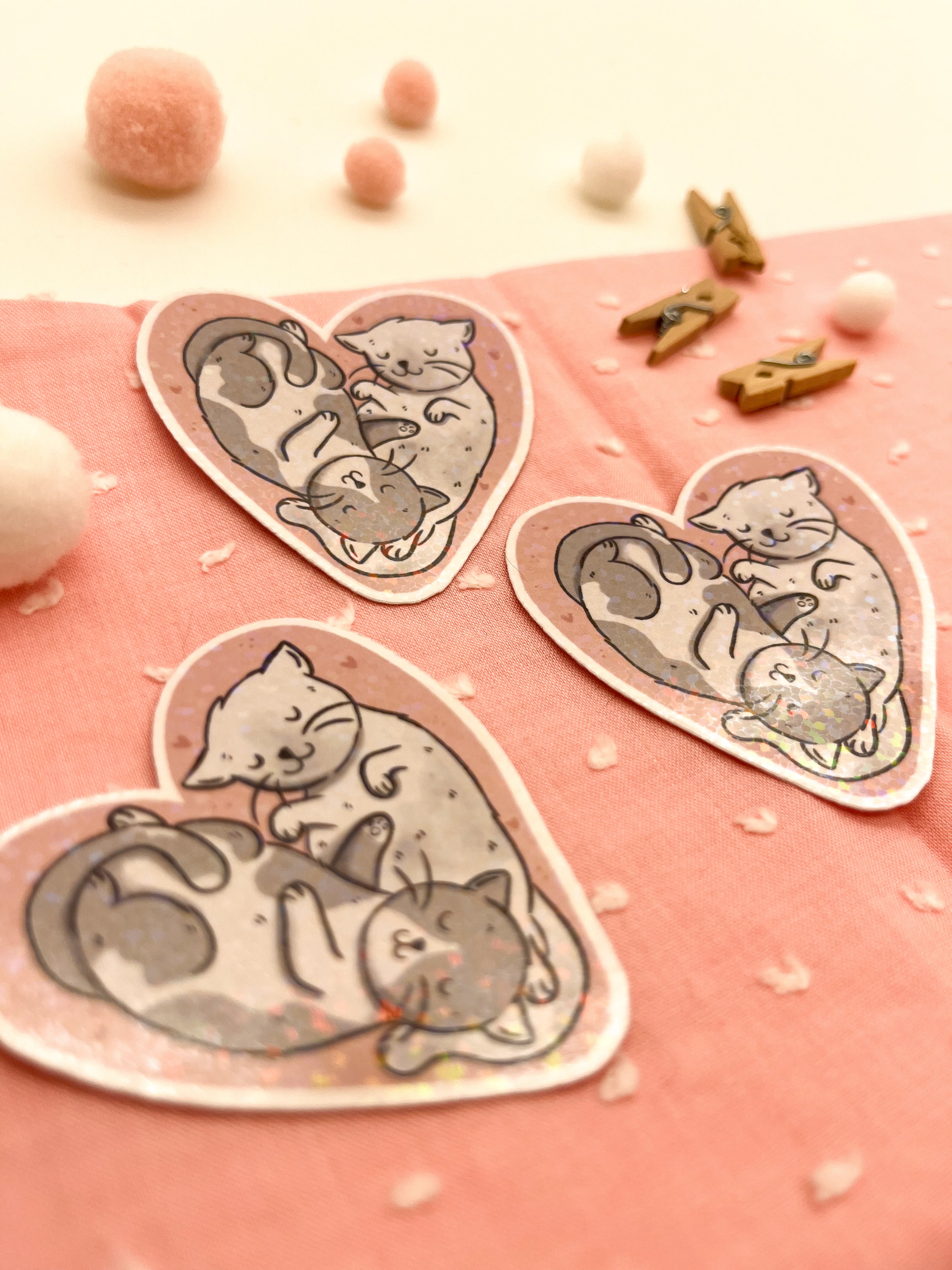 Glitzersticker Katzen "Herzchenkatzen"