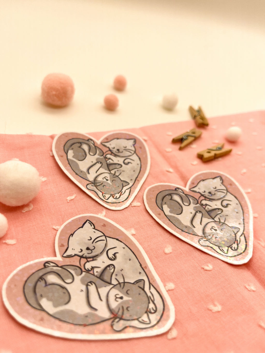 Glitzersticker Katzen "Herzchenkatzen"