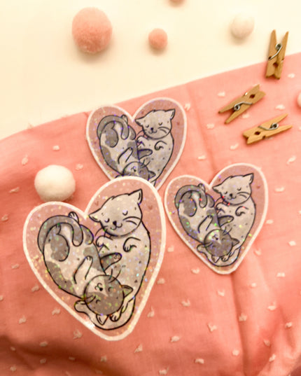 Glitzersticker Katzen "Herzchenkatzen"
