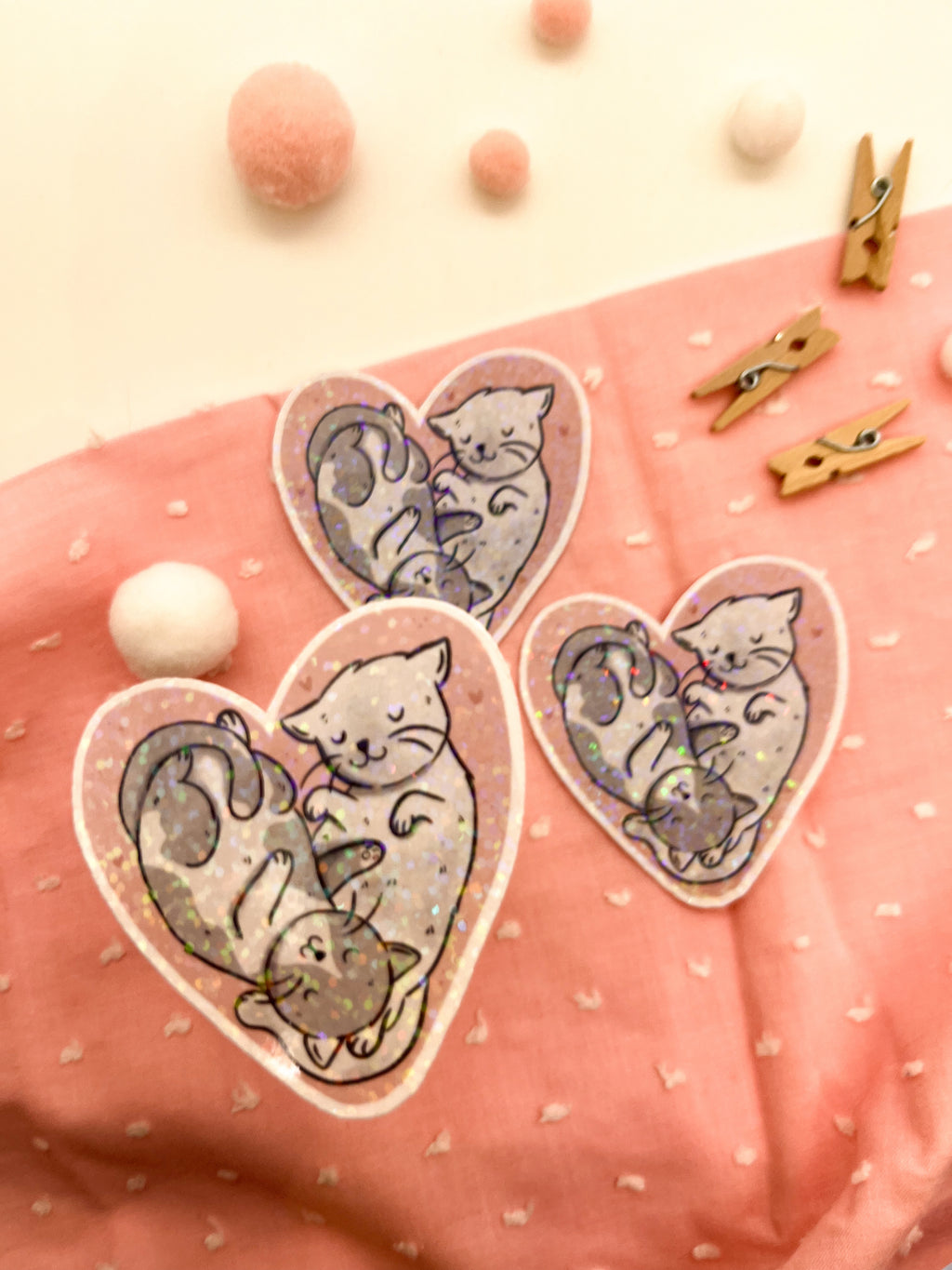 Glitzersticker Katzen "Herzchenkatzen"
