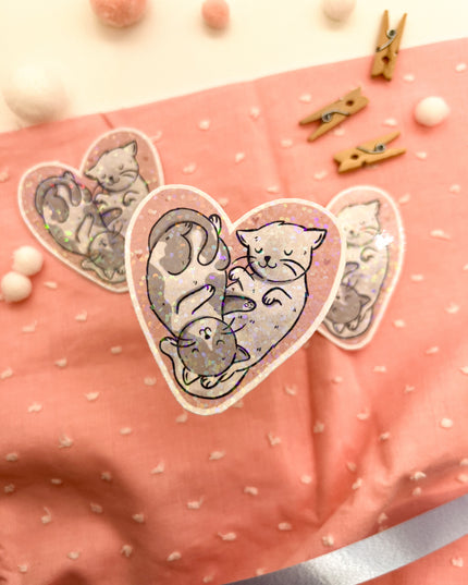 Glitzersticker Katzen "Herzchenkatzen"