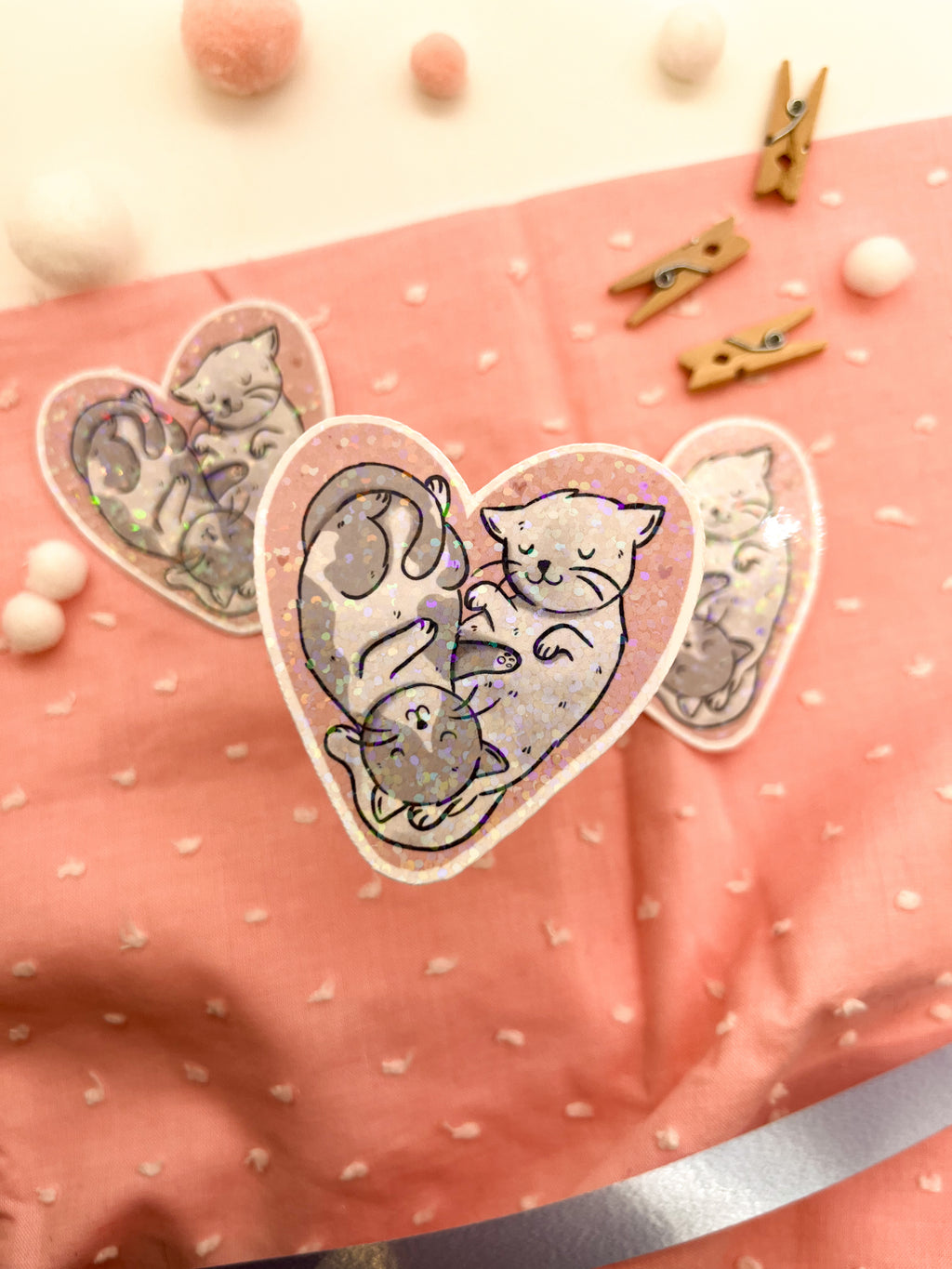 Glitzersticker Katzen "Herzchenkatzen"