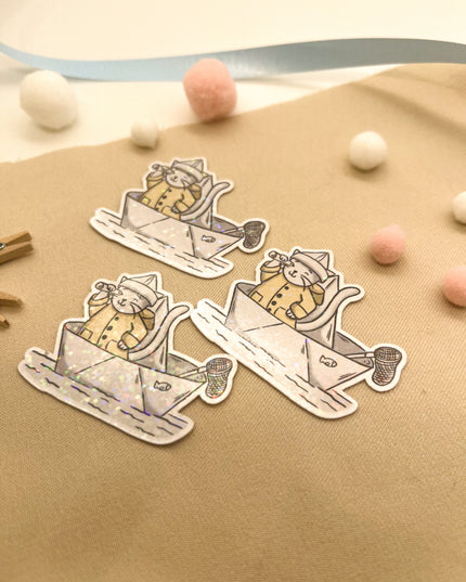 Glitzersticker Katzen "Seefahrer-Katze"