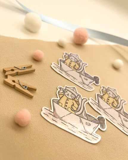 Glitzersticker Katzen "Seefahrer-Katze"