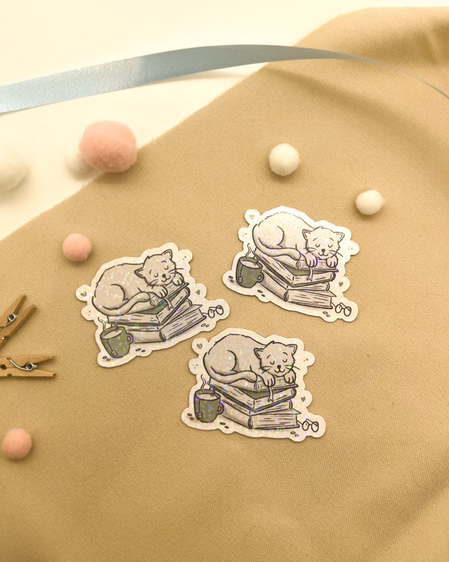 Glitzersticker Katzen "Büchekatze"