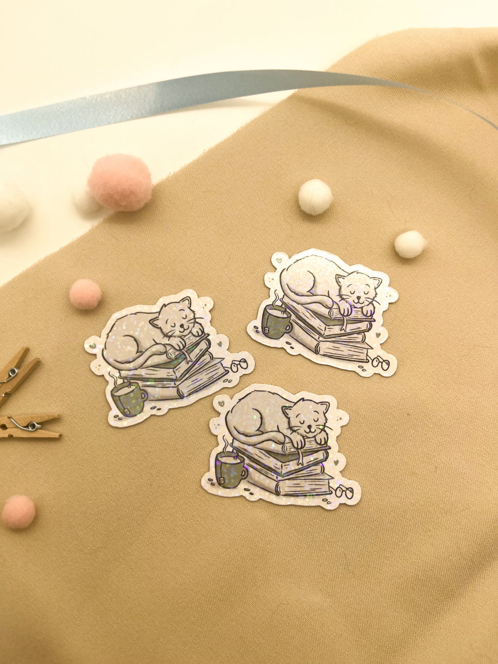 Glitzersticker Katzen "Büchekatze"