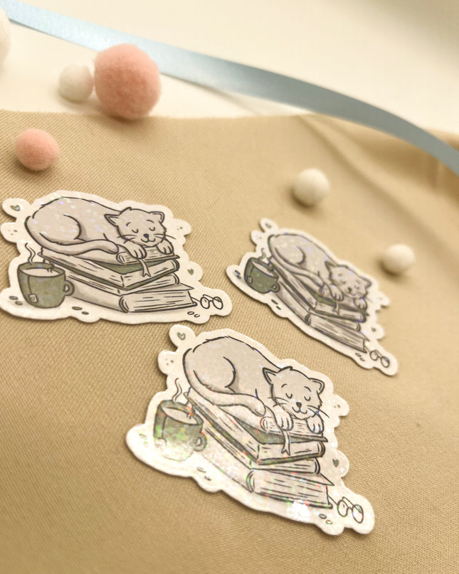 Glitzersticker Katzen "Büchekatze"