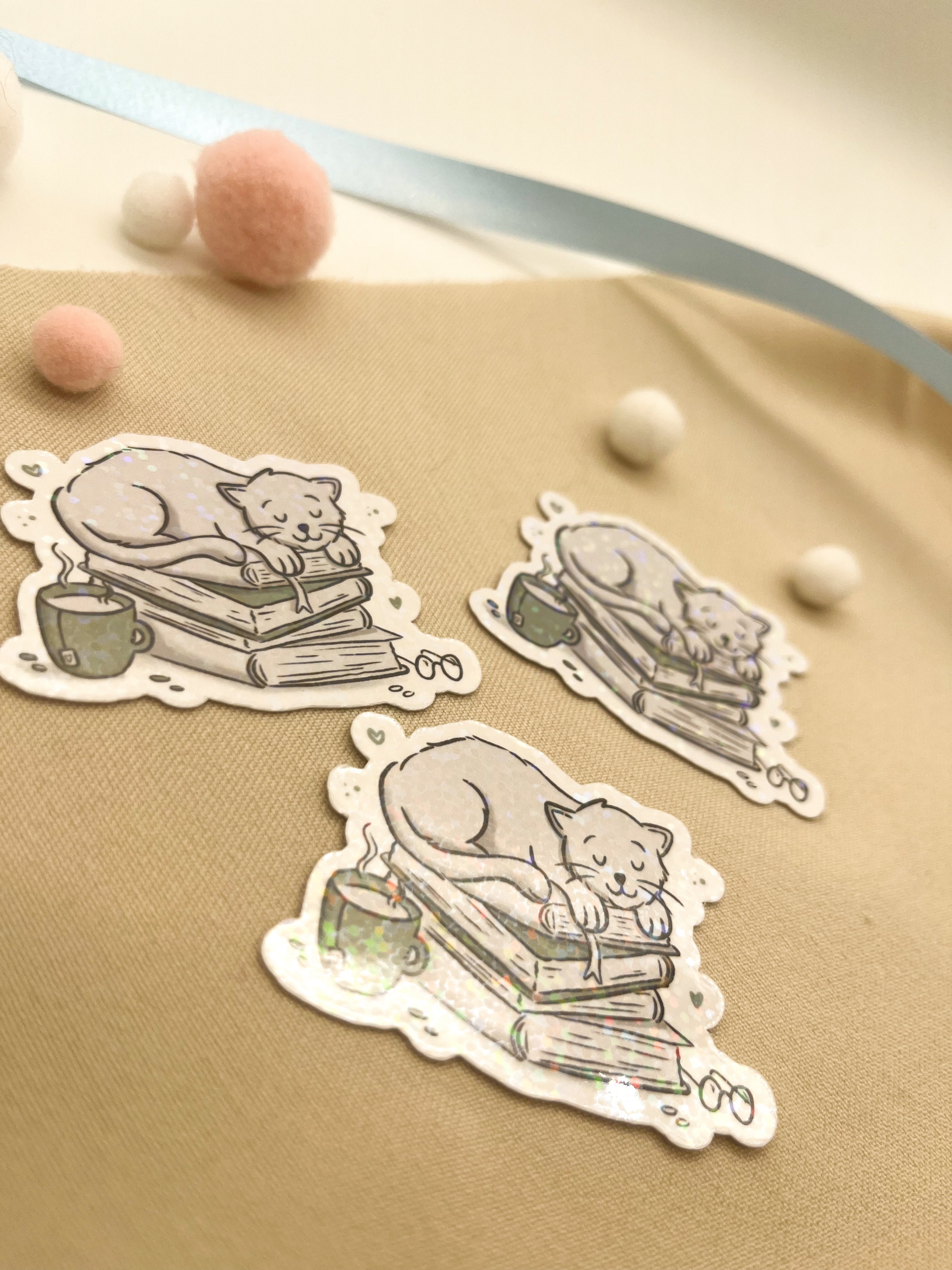 Glitzersticker Katzen "Büchekatze"