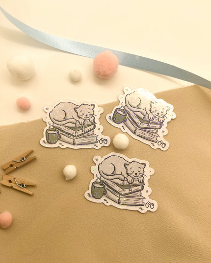 Glitzersticker Katzen "Büchekatze"