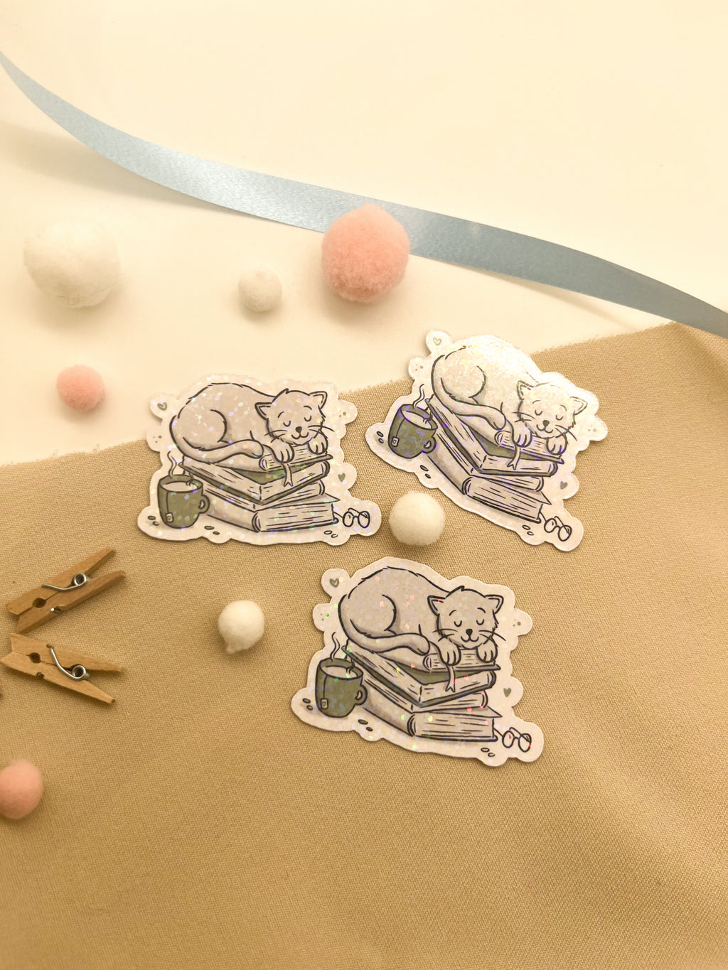 Glitzersticker Katzen "Büchekatze"