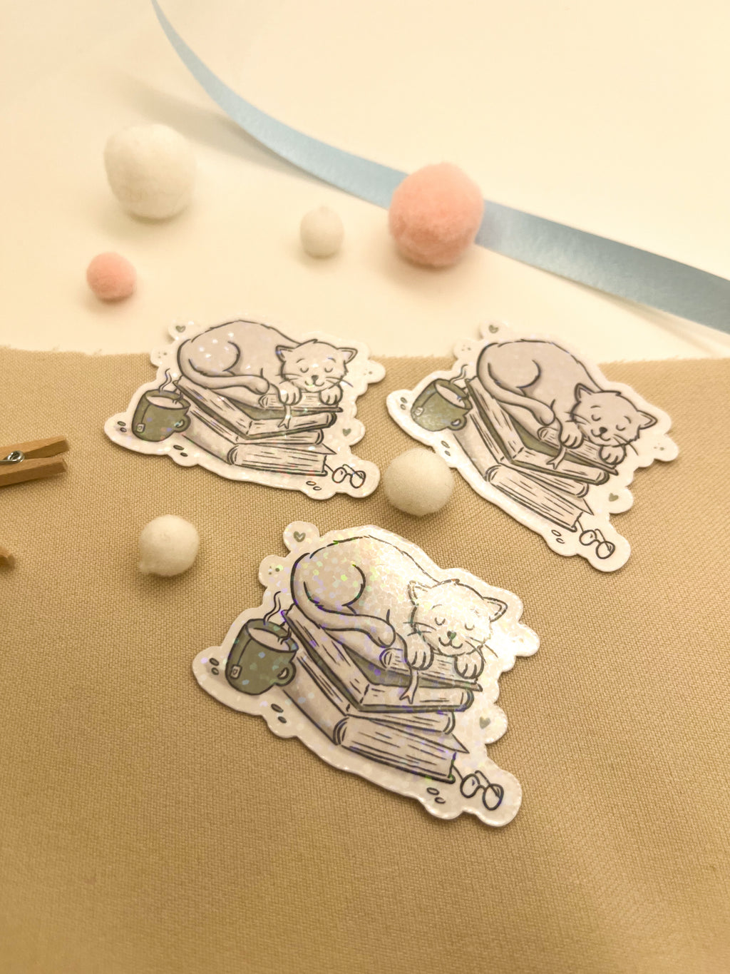 Glitzersticker Katzen "Büchekatze"