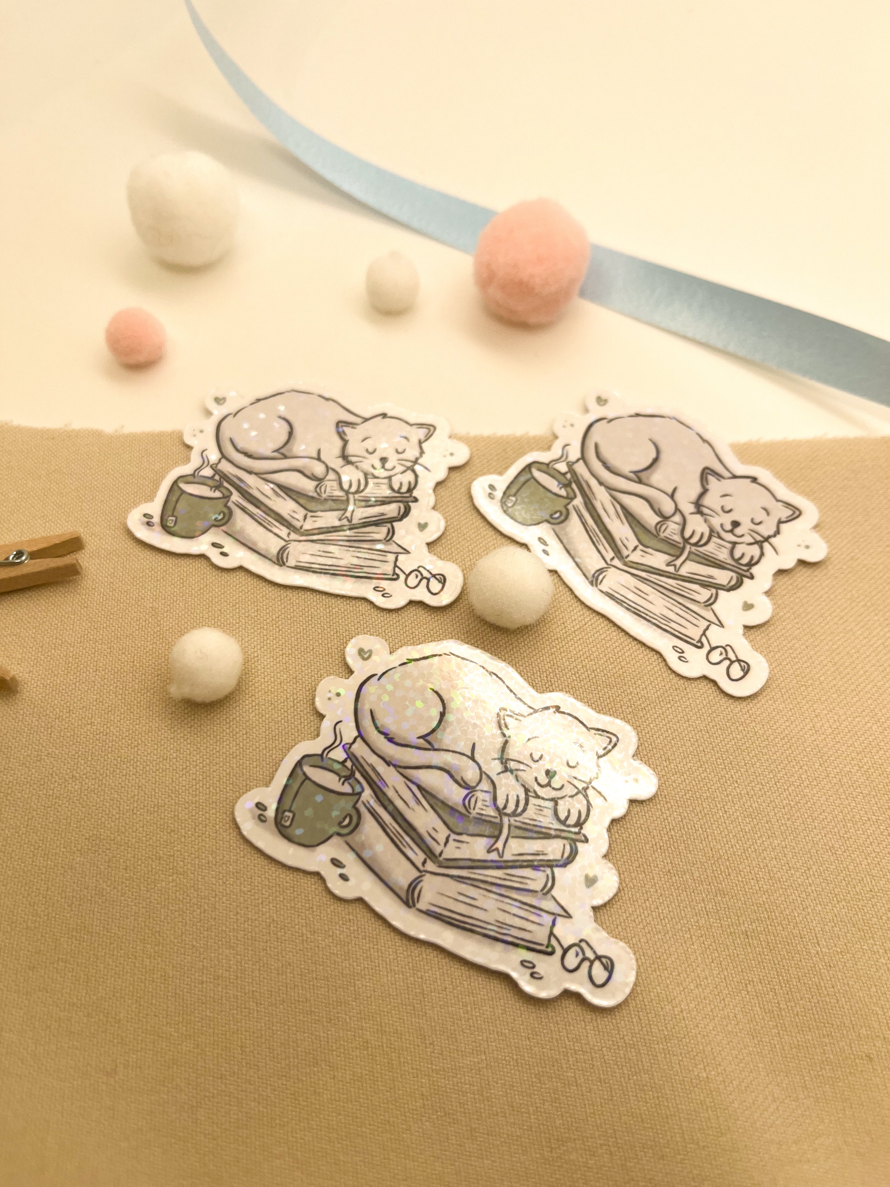 Glitzersticker Katzen "Büchekatze"