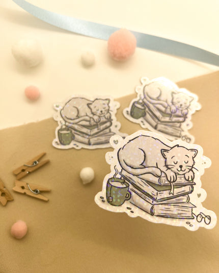 Glitzersticker Katzen "Büchekatze"