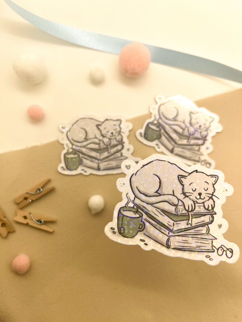 Glitzersticker Katzen "Büchekatze"