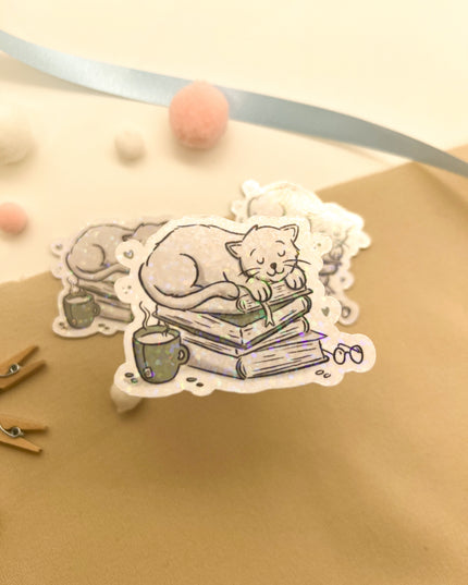 Glitzersticker Katzen "Büchekatze"