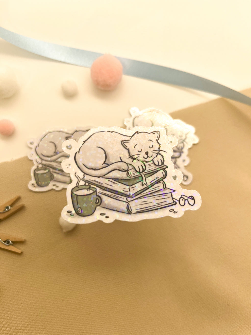 Glitzersticker Katzen "Büchekatze"