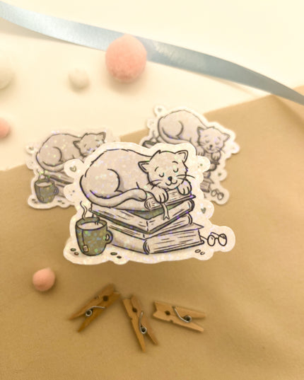 Glitzersticker Katzen "Büchekatze"