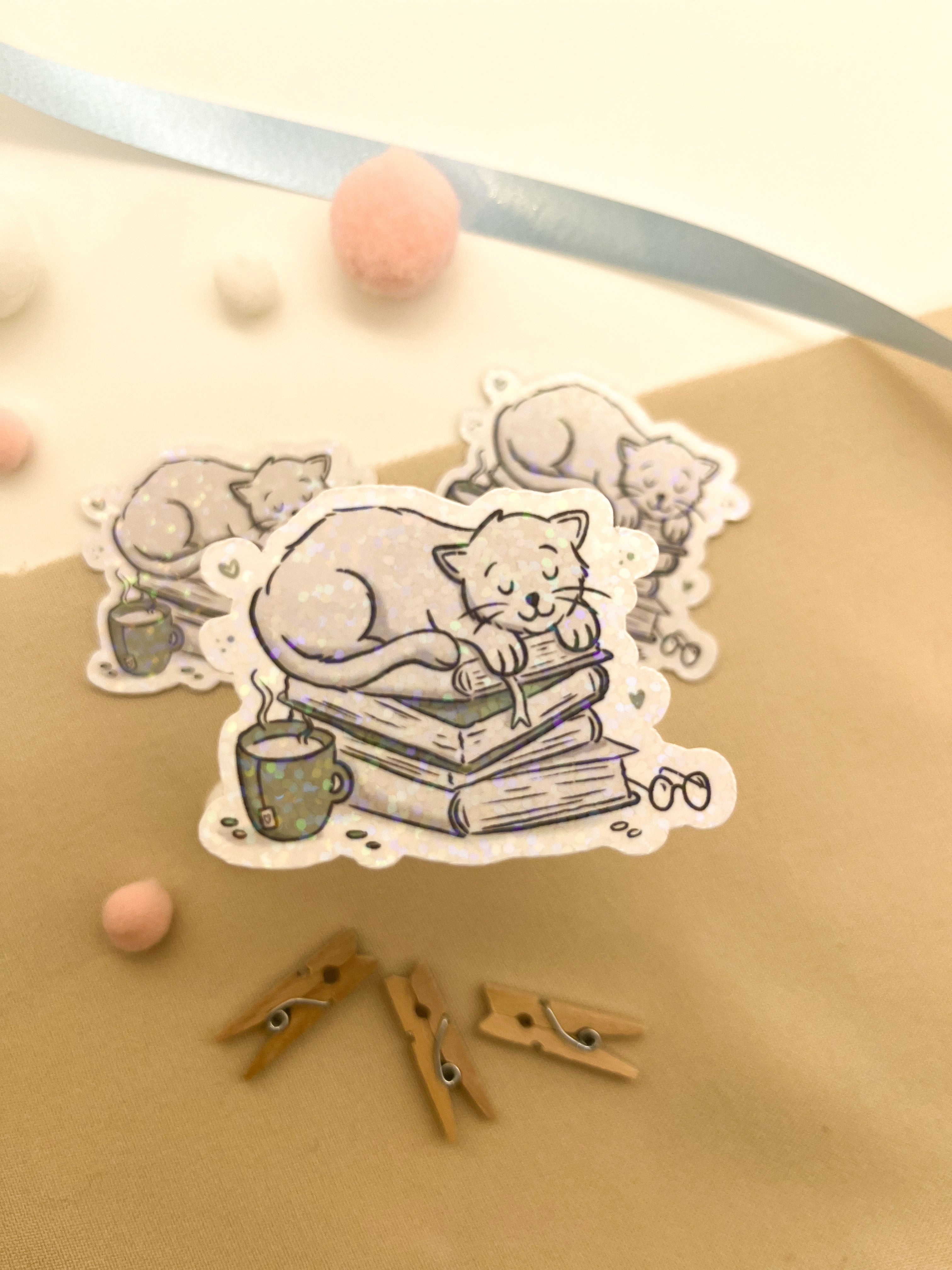 Glitzersticker Katzen "Büchekatze"