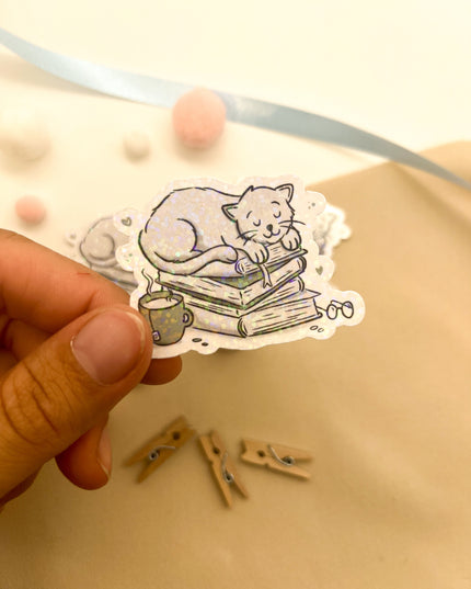 Glitzersticker Katzen "Büchekatze"