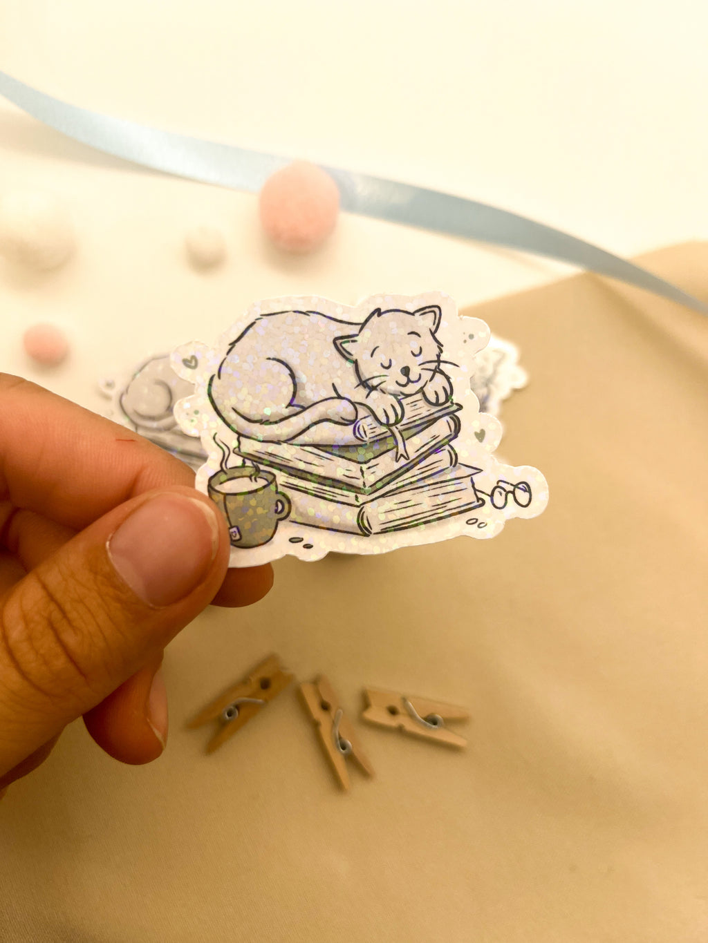 Glitzersticker Katzen "Büchekatze"