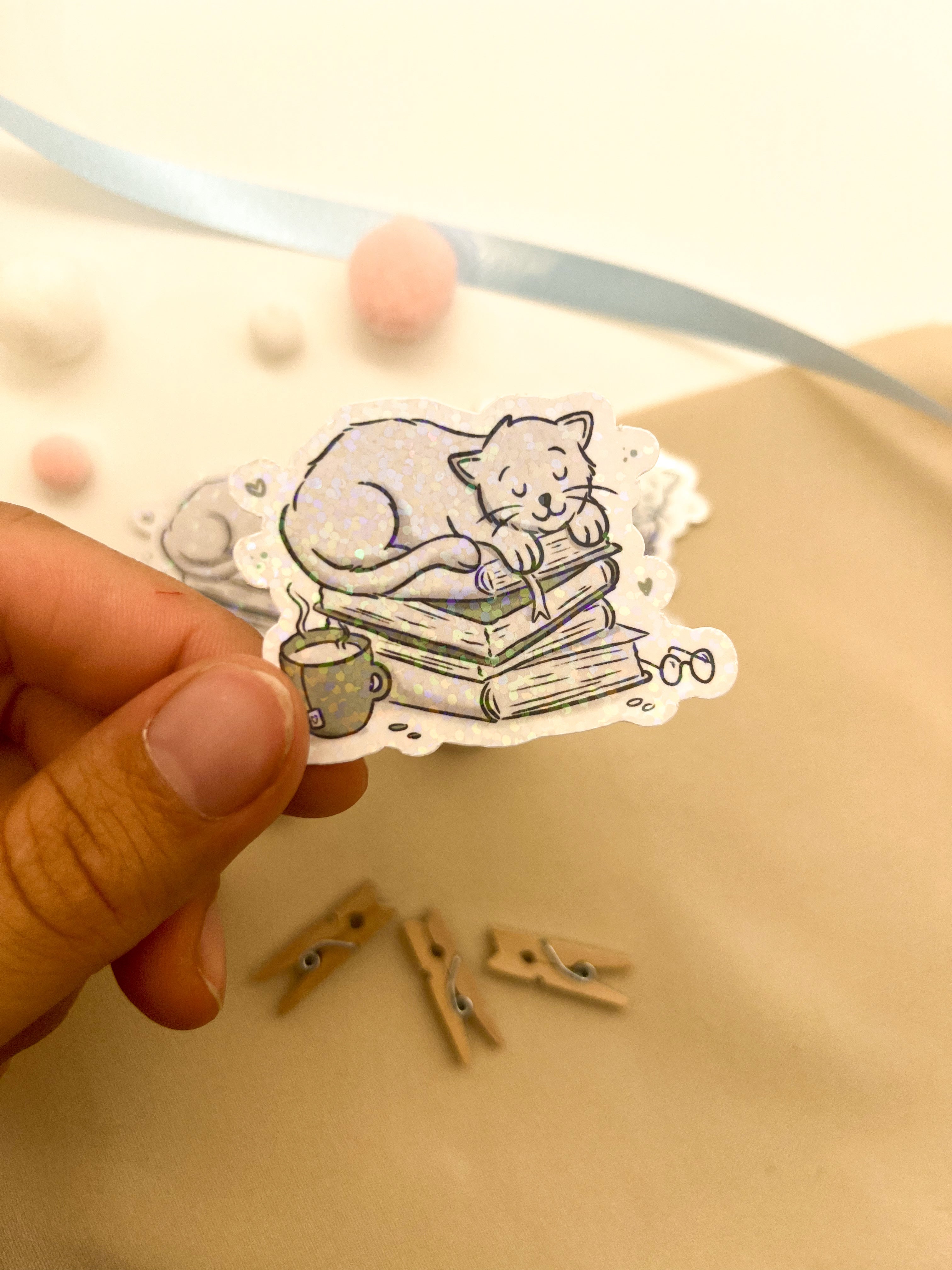 Glitzersticker Katzen "Büchekatze"