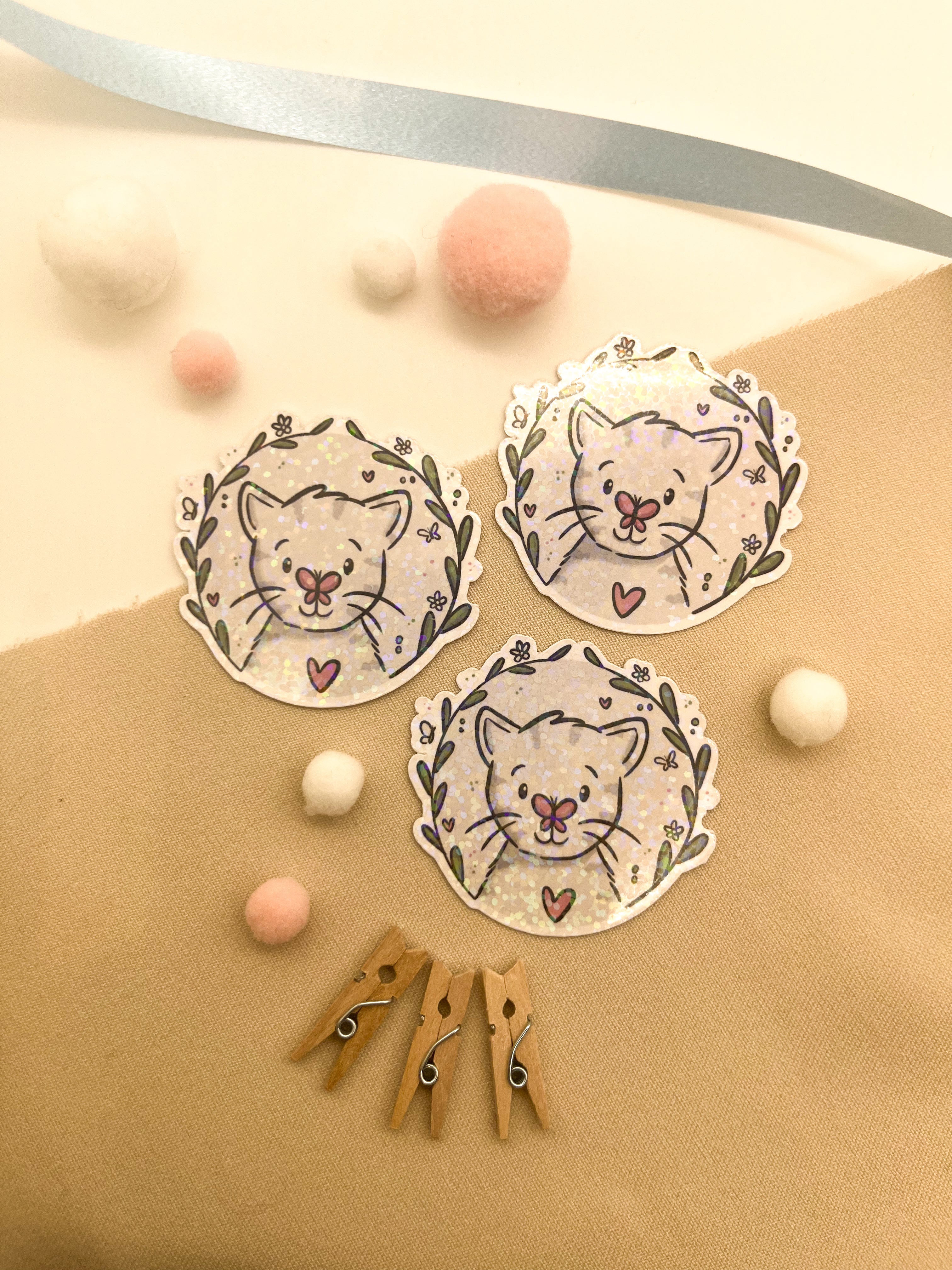 Glitzersticker Katzen "Schmetterlingskatze"