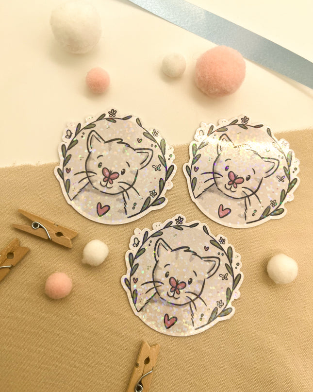 Glitzersticker Katzen "Schmetterlingskatze"