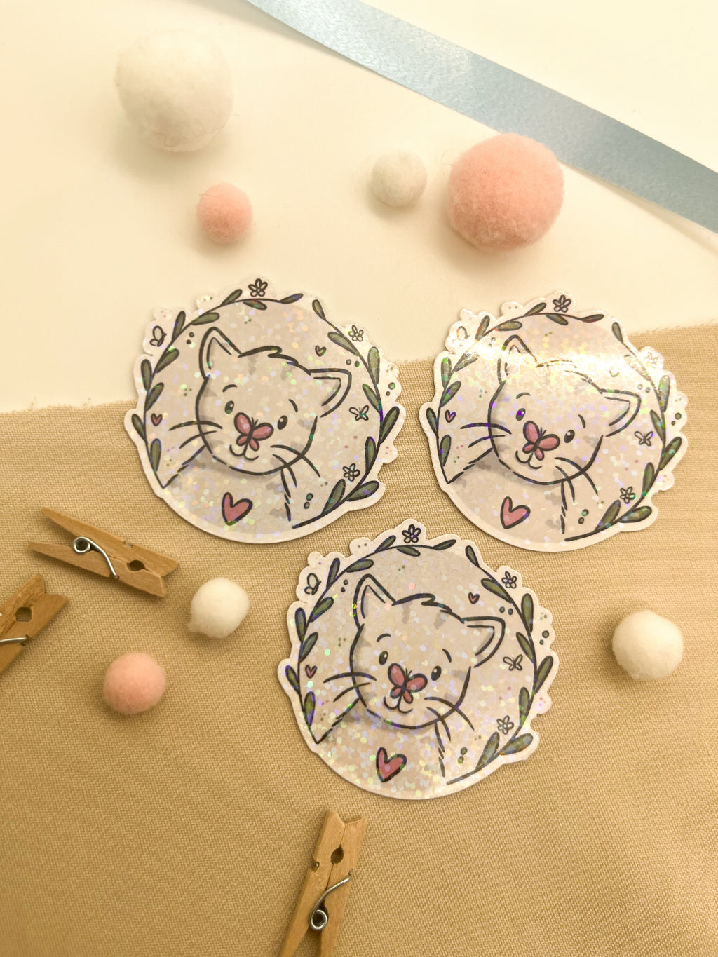 Glitzersticker Katzen "Schmetterlingskatze"