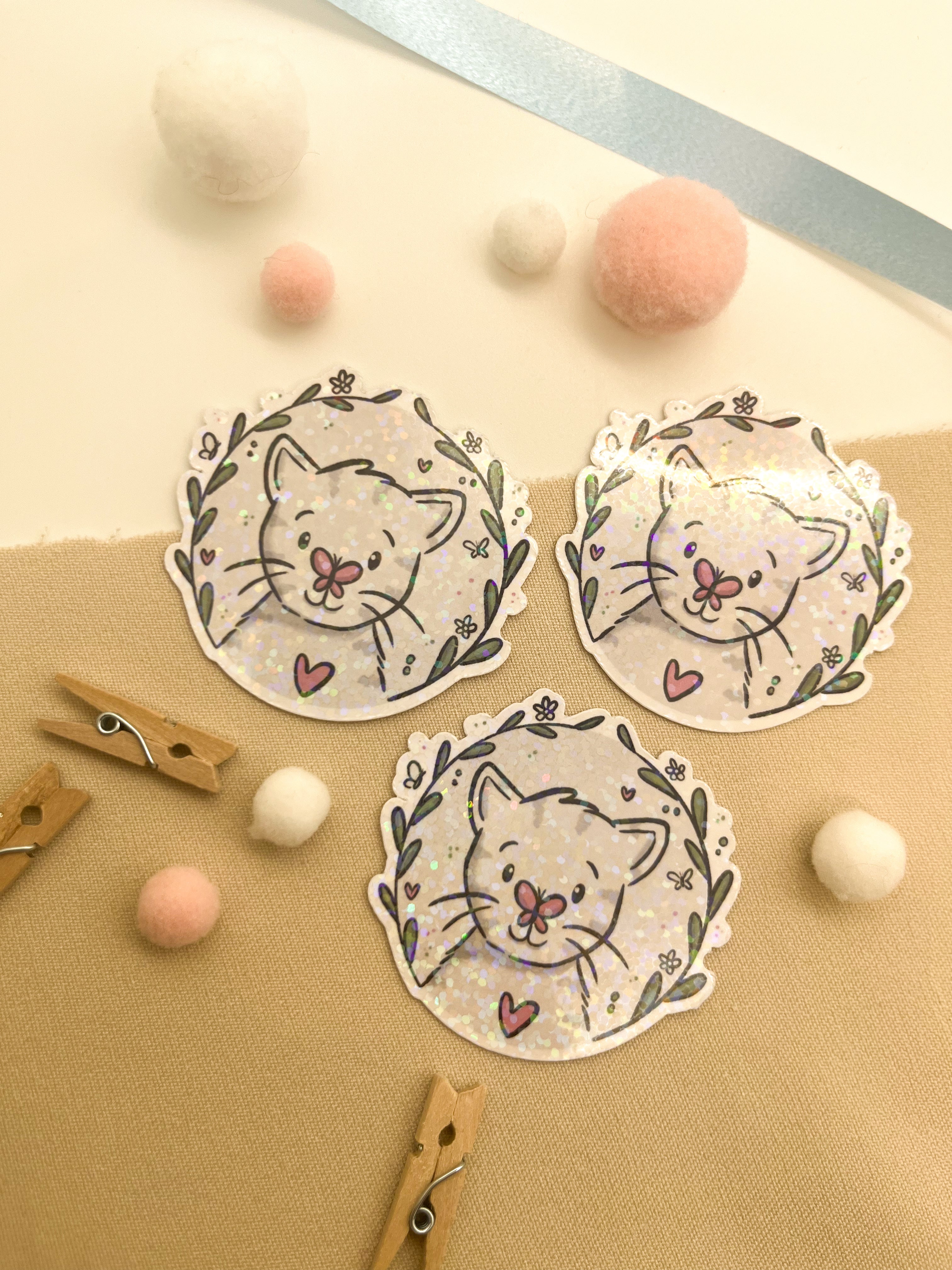 Glitzersticker Katzen "Schmetterlingskatze"