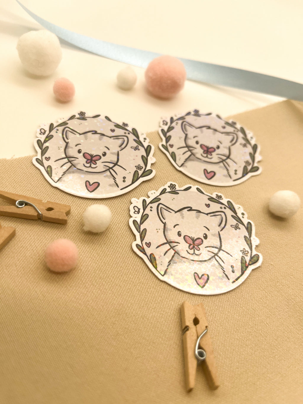 Glitzersticker Katzen "Schmetterlingskatze"