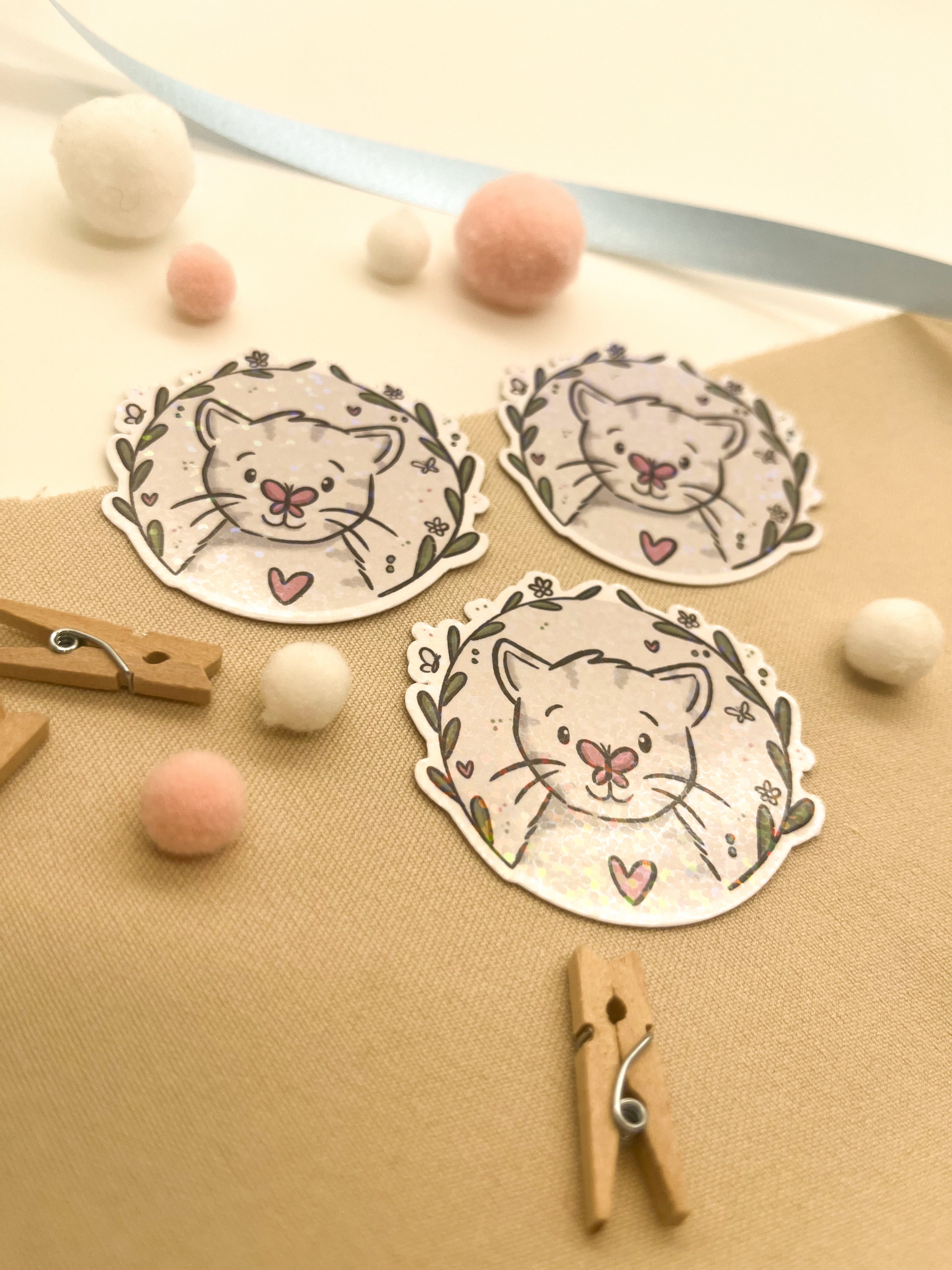 Glitzersticker Katzen "Schmetterlingskatze"