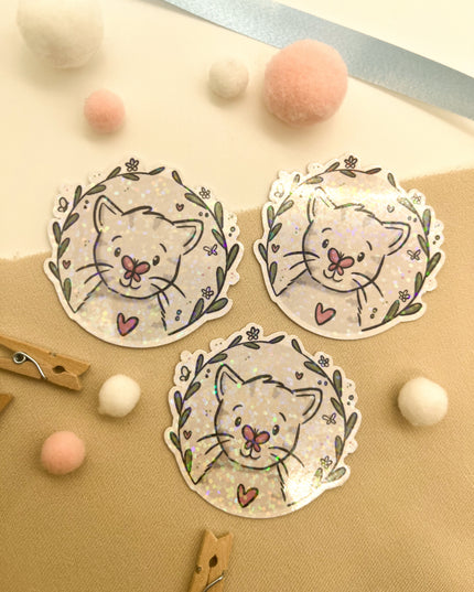 Glitzersticker Katzen "Schmetterlingskatze"