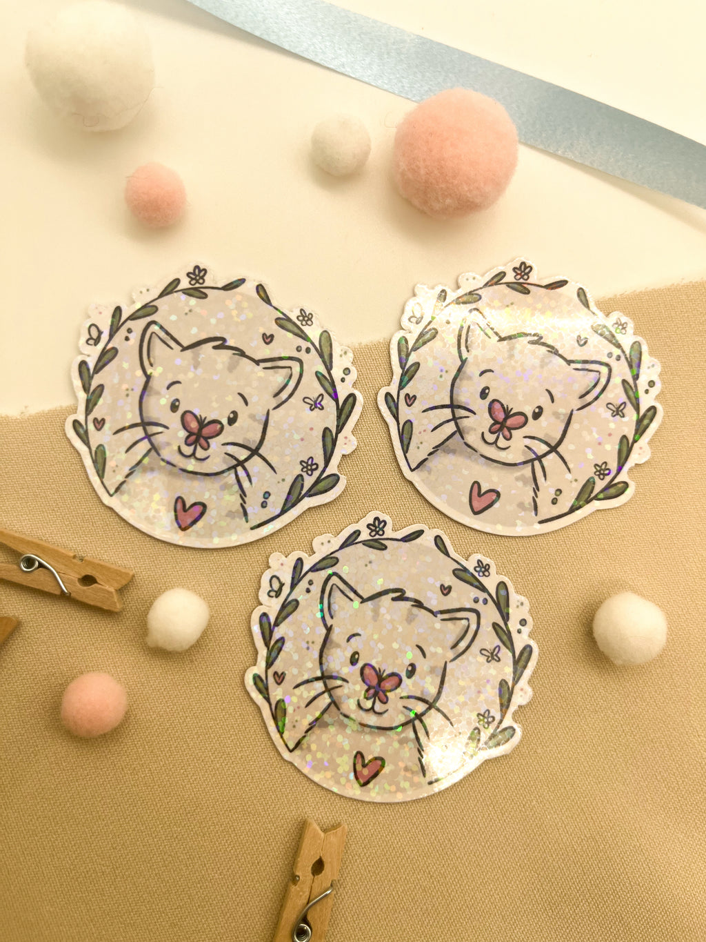 Glitzersticker Katzen "Schmetterlingskatze"