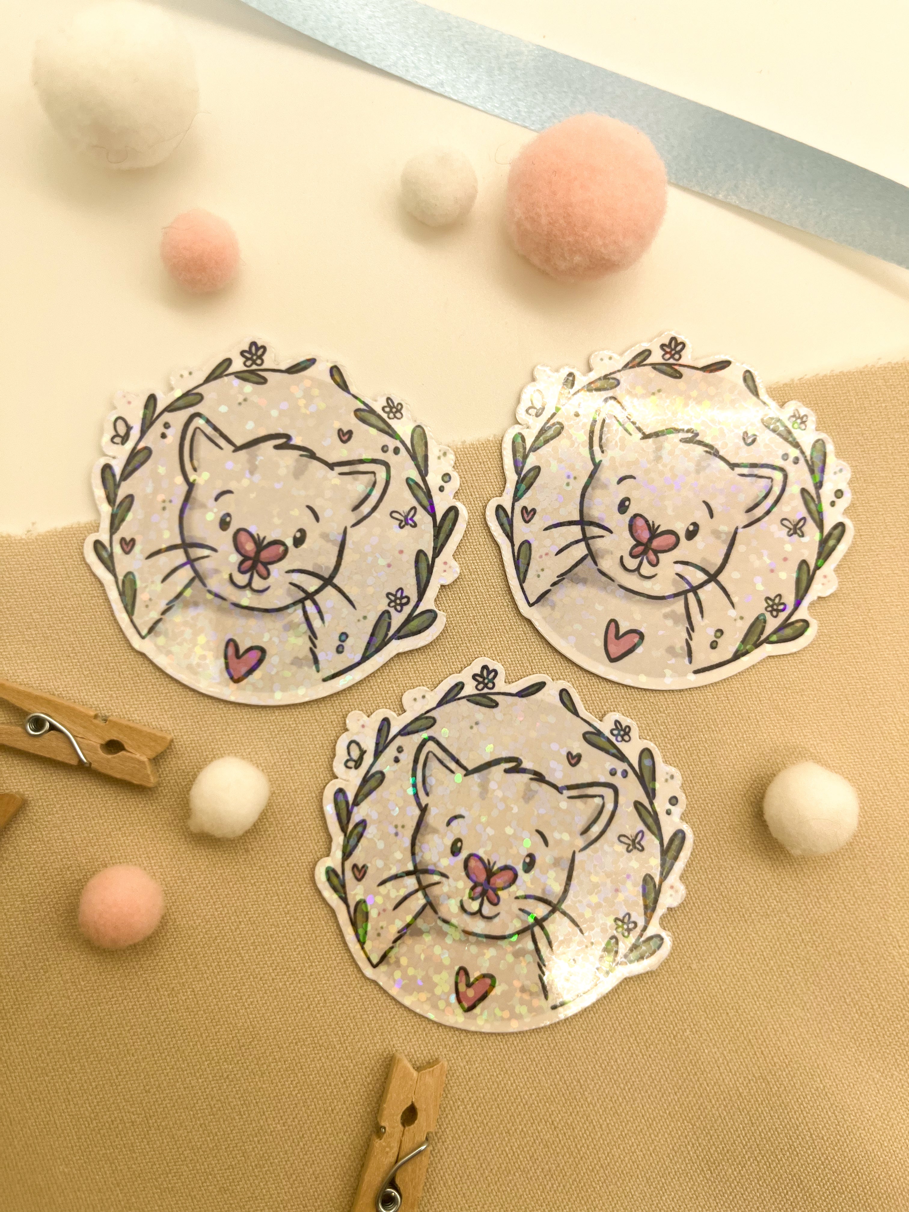 Glitzersticker Katzen "Schmetterlingskatze"