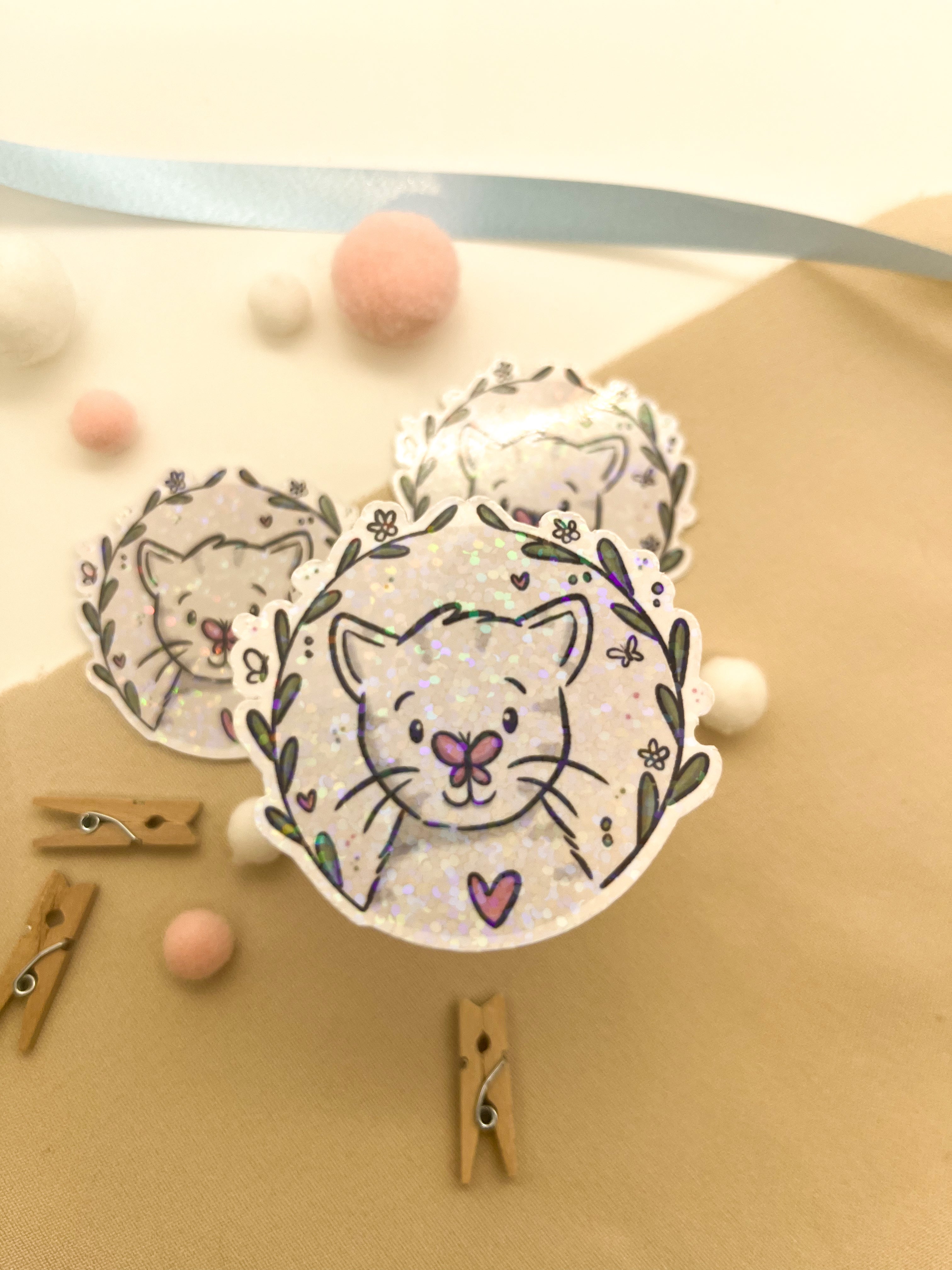 Glitzersticker Katzen "Schmetterlingskatze"