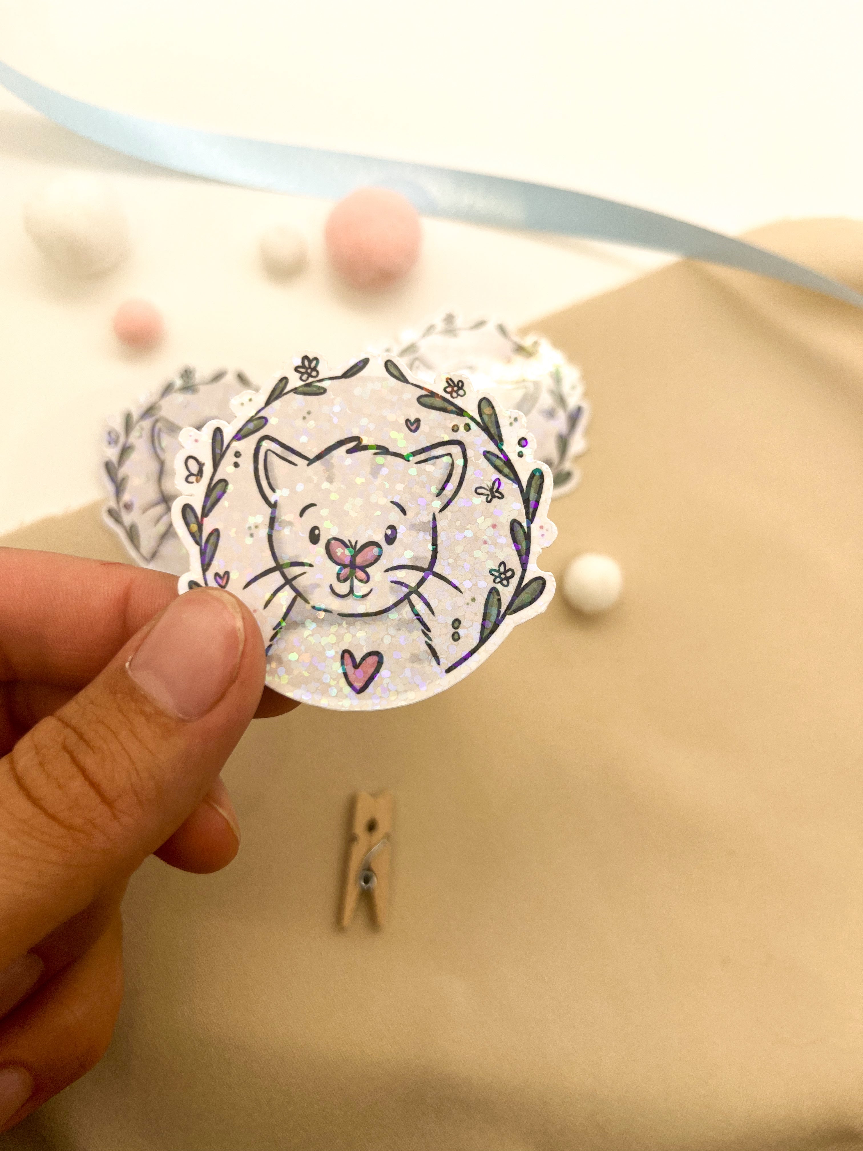 Glitzersticker Katzen "Schmetterlingskatze"