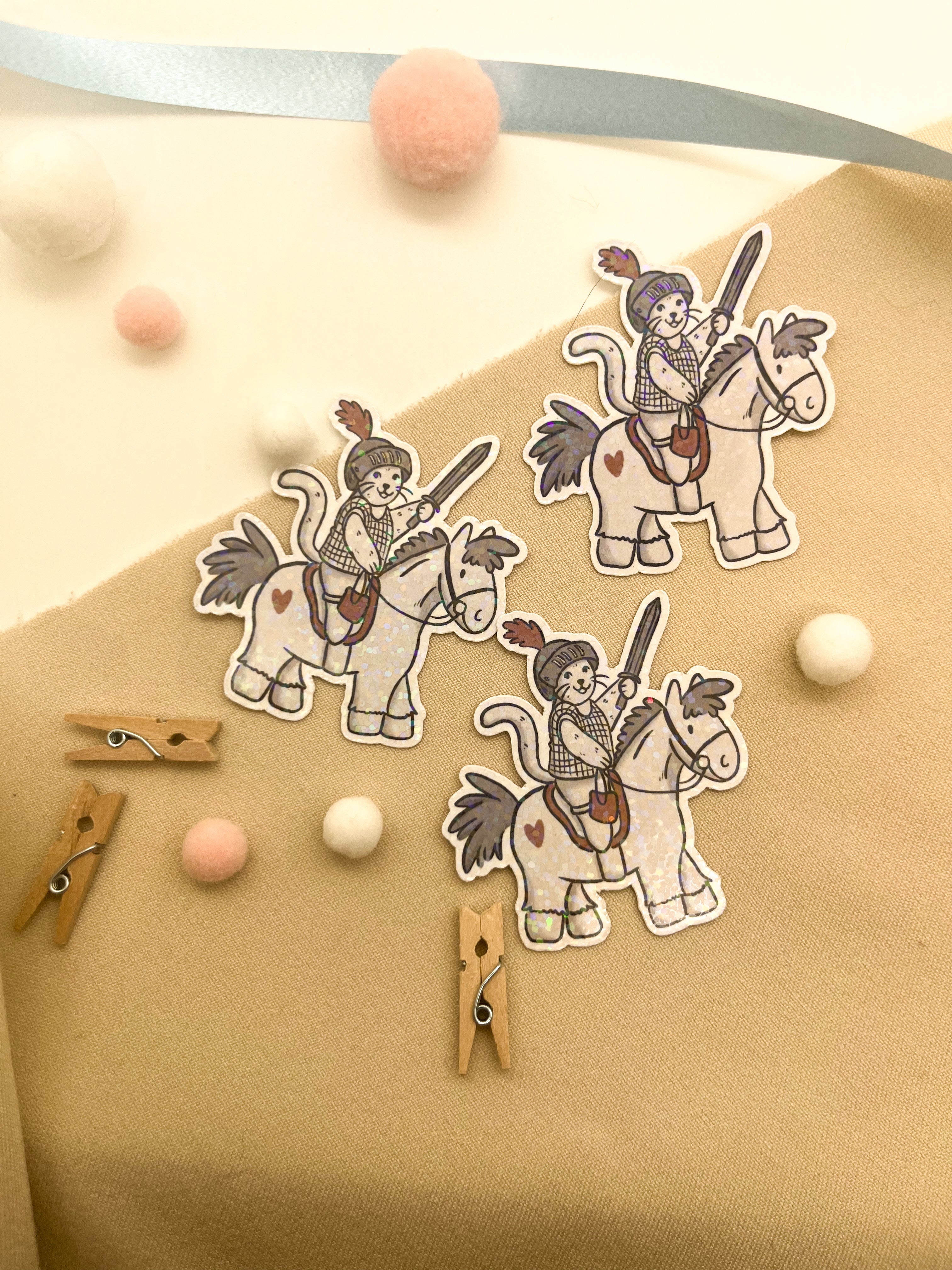 Glitzersticker Katzen "Ritterkatze"