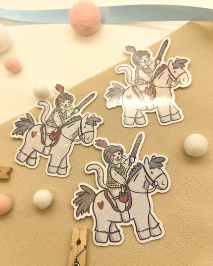 Glitzersticker Katzen "Ritterkatze"