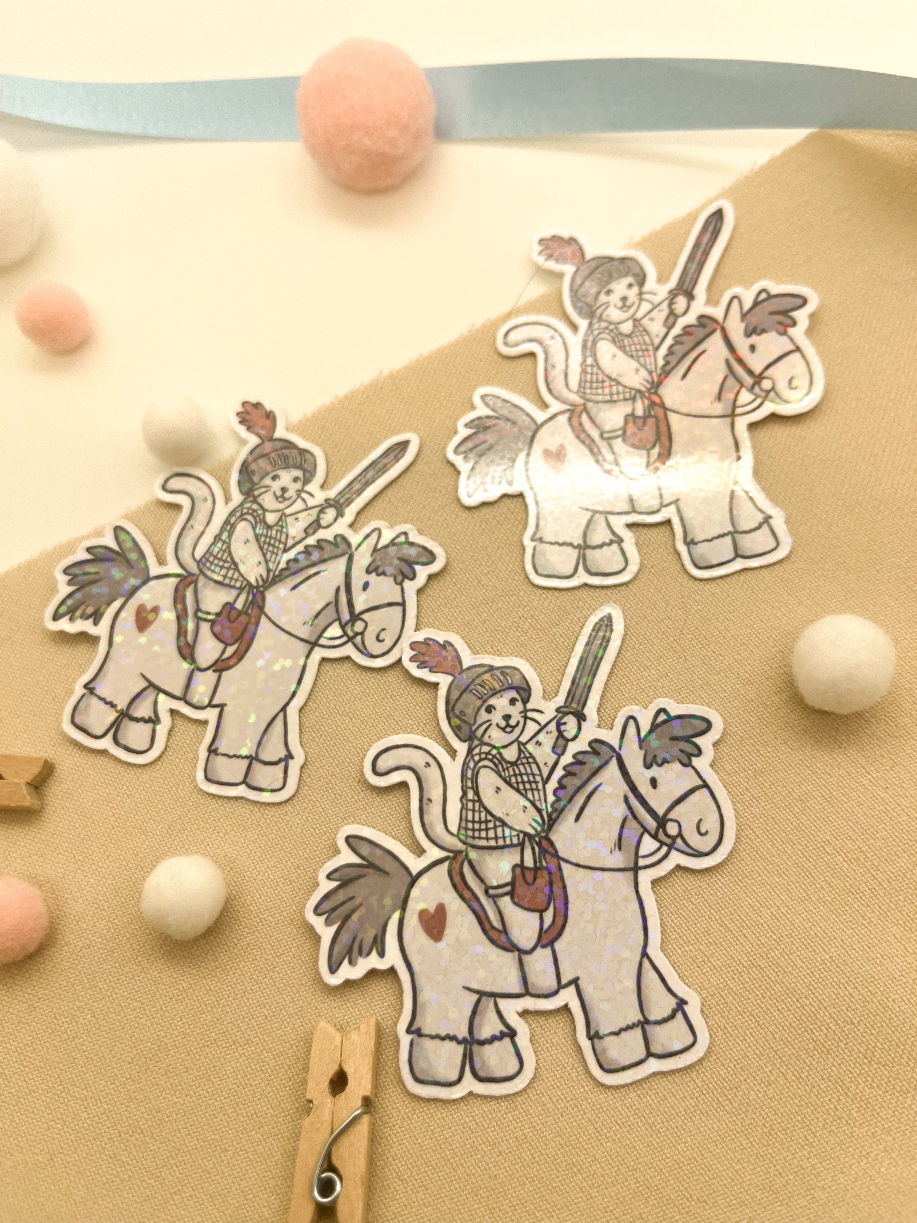 Glitzersticker Katzen "Ritterkatze"