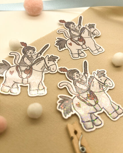 Glitzersticker Katzen "Ritterkatze"