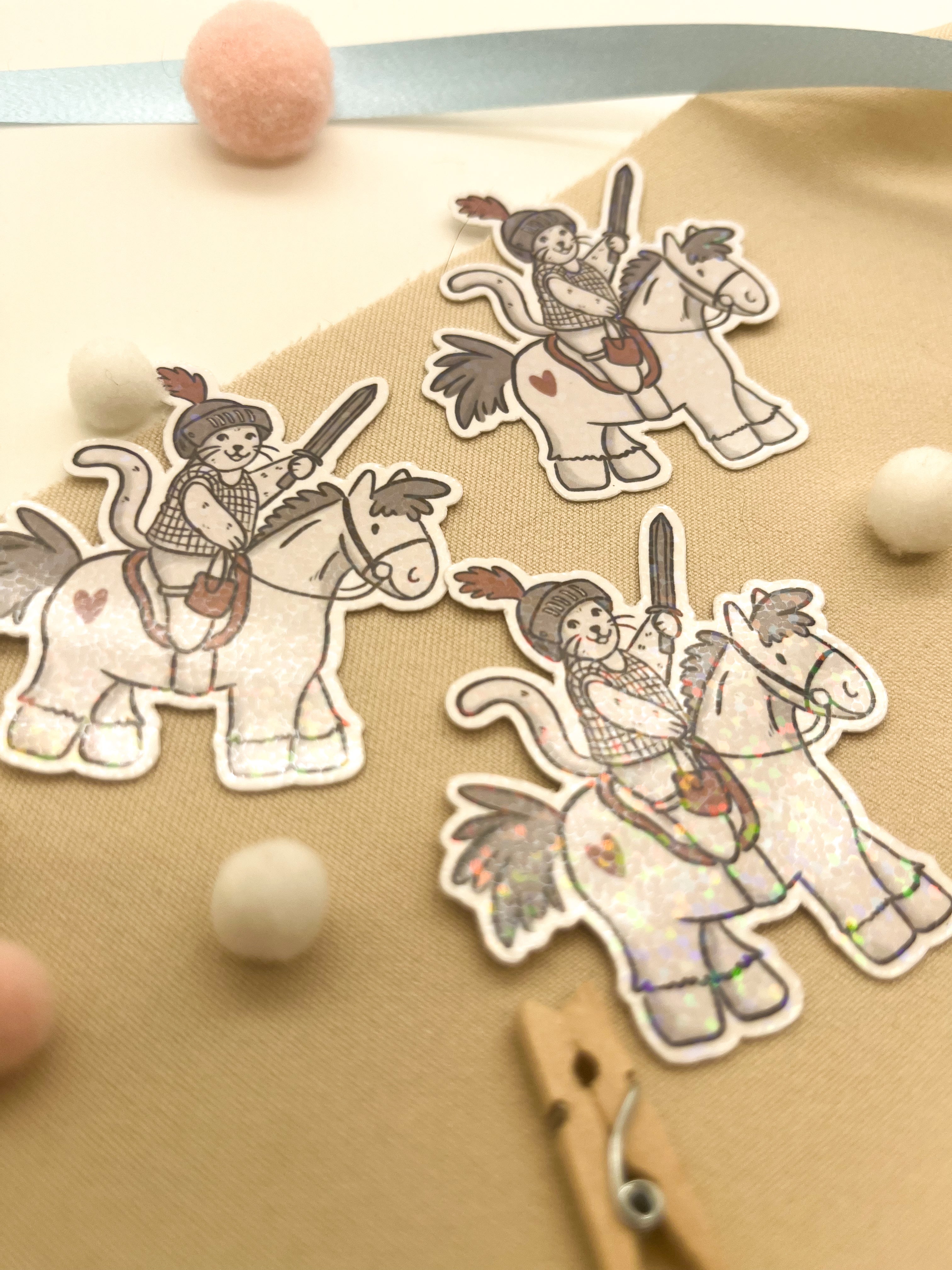 Glitzersticker Katzen "Ritterkatze"