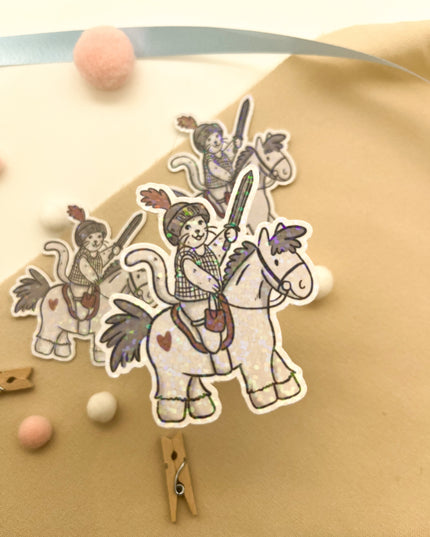 Glitzersticker Katzen "Ritterkatze"